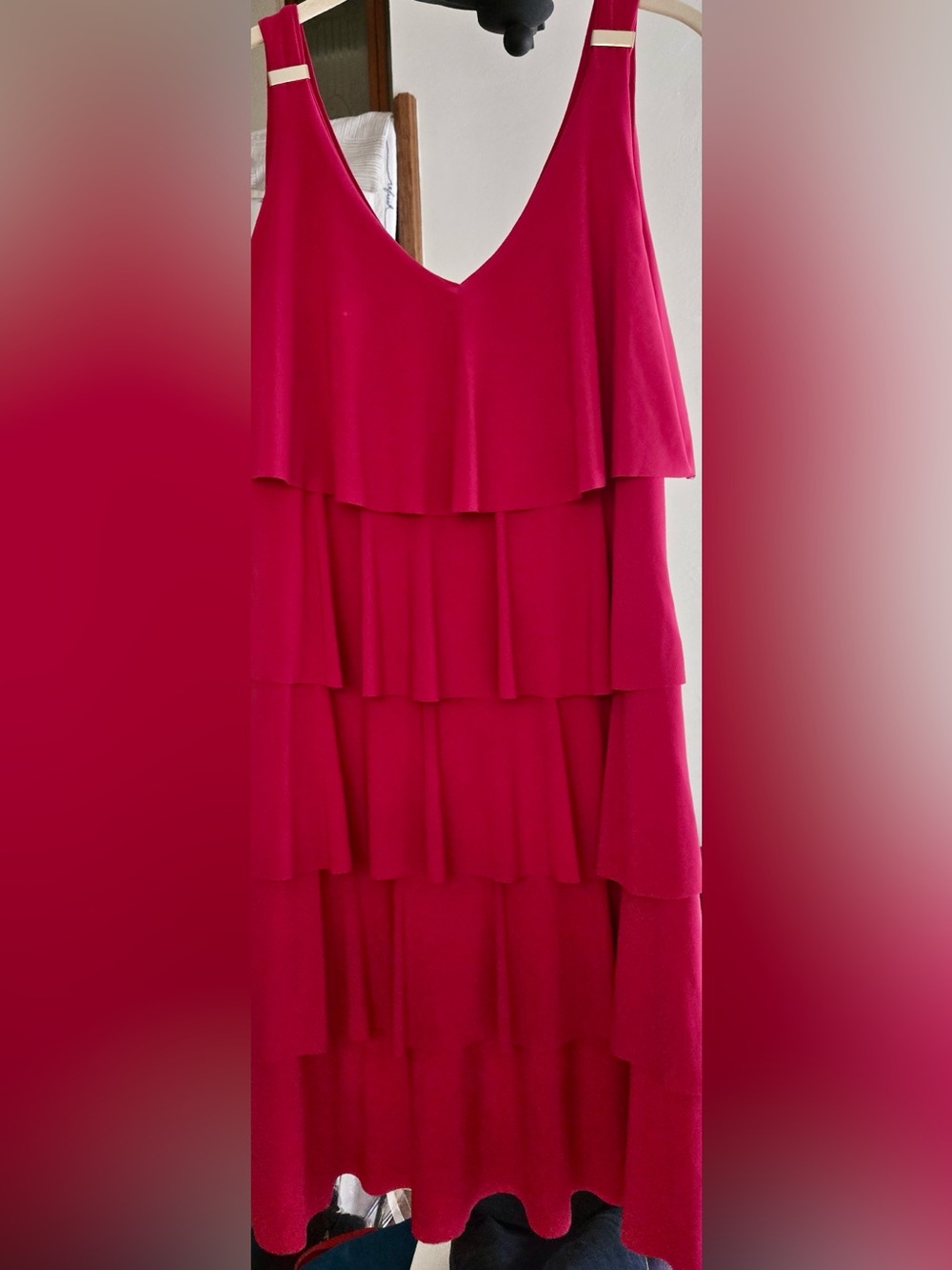 Sleeveless Fuchsia Tiered Midi Dress